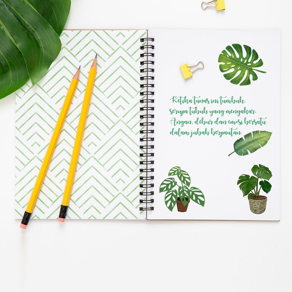 Bukuqu Stiker Journal SJ013 Monstera untuk Notebook, Planner, Bullet Journal