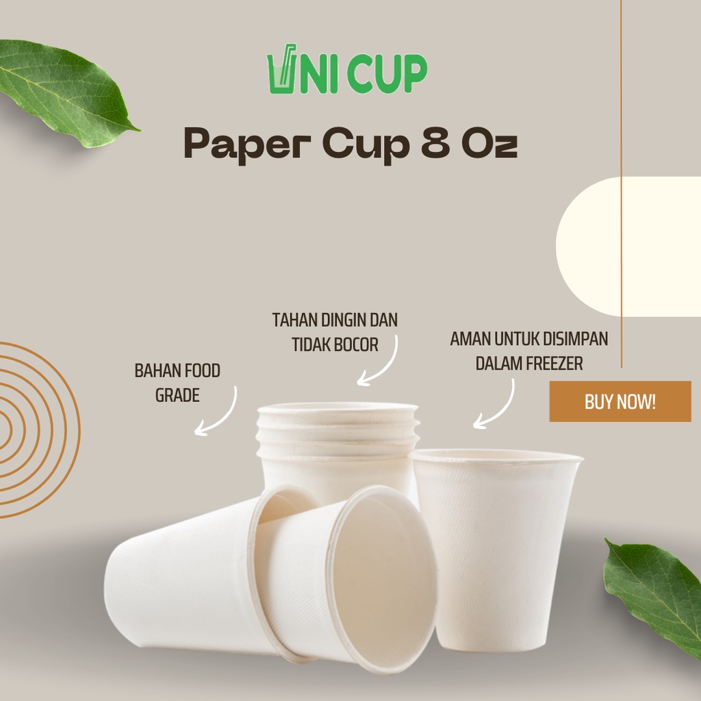 Jual Paper Cup 8oz Tanpa Tutup 50pcs Gelas Kertas Kopi Tahan Panas 240ml Murah Shopee 0742