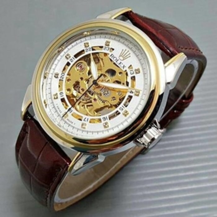 Jam Tangan Rolex Skeleton Automatic Kulit
