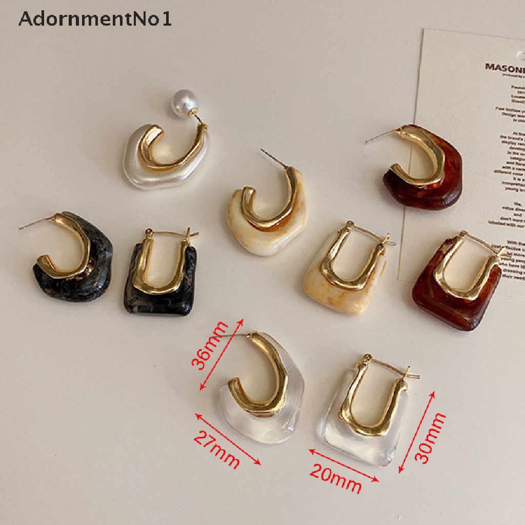 (AdornmentNo1) Anting Bulat Geometri Asimetris Bahan Resin Akrilik Transparan Untuk Wanita