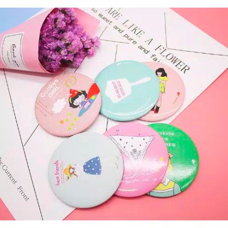 BAJ Cermin Kaca Bulat Kecil Dandan Rias Motif Kartun Lucu Murah Make Up Kosmetik Cosmetic - BY PR081 PR082