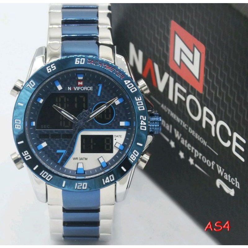 Jam Tangan Rantai Naviforce Jam Tangan Pria Stainliss Steel Pria Jam Outdoor Analog Digital