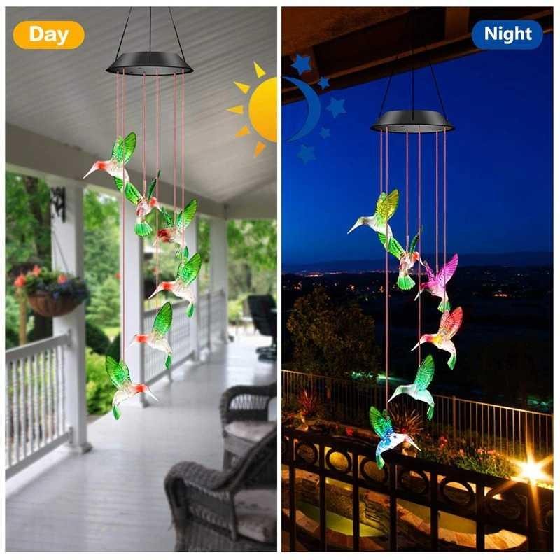 Lampu Hias Gantung Solar Wind Chime Light Model Bird - HOL1895