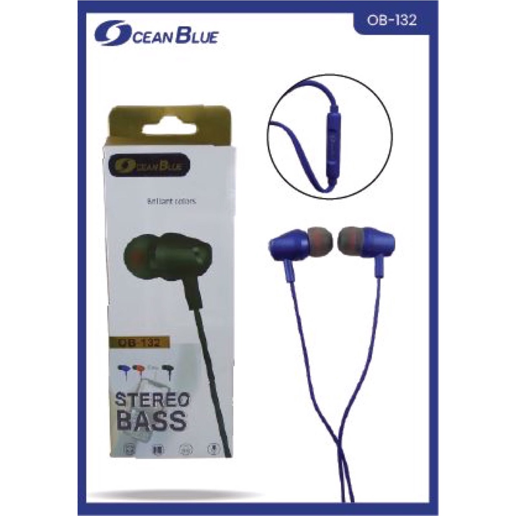 Headset Earphone Ocean blue OB-132 3.5mm Handsfree Super Bass Aksesoris Handphone HP OCEANMART OCEAN MART Murah Grosir