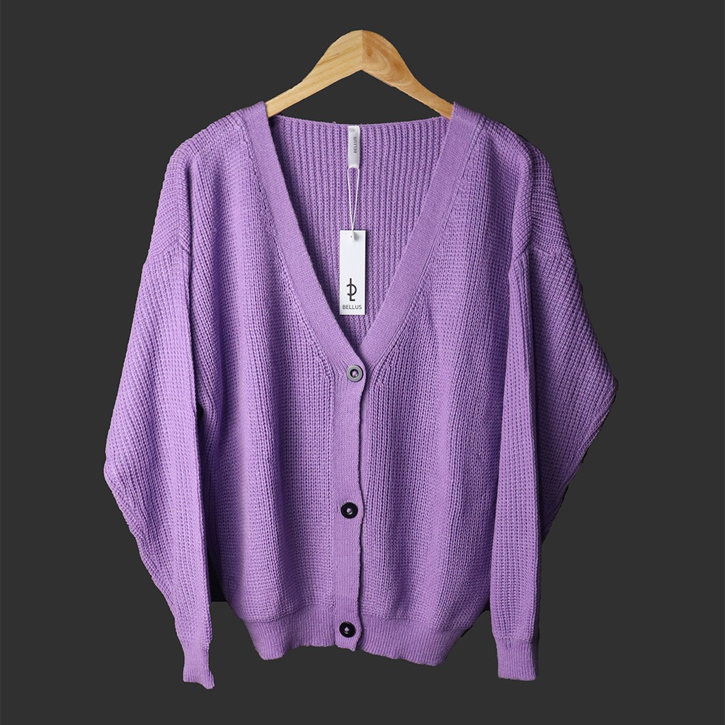 BELLUS Cardigan  Belle Outer Rajut  Wanita Belle Lilac  