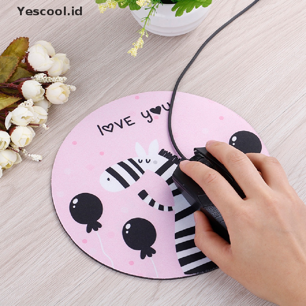 1pc mouse pad Bentuk Bulat Bahan Karet anti slip Untuk Meja Komputer