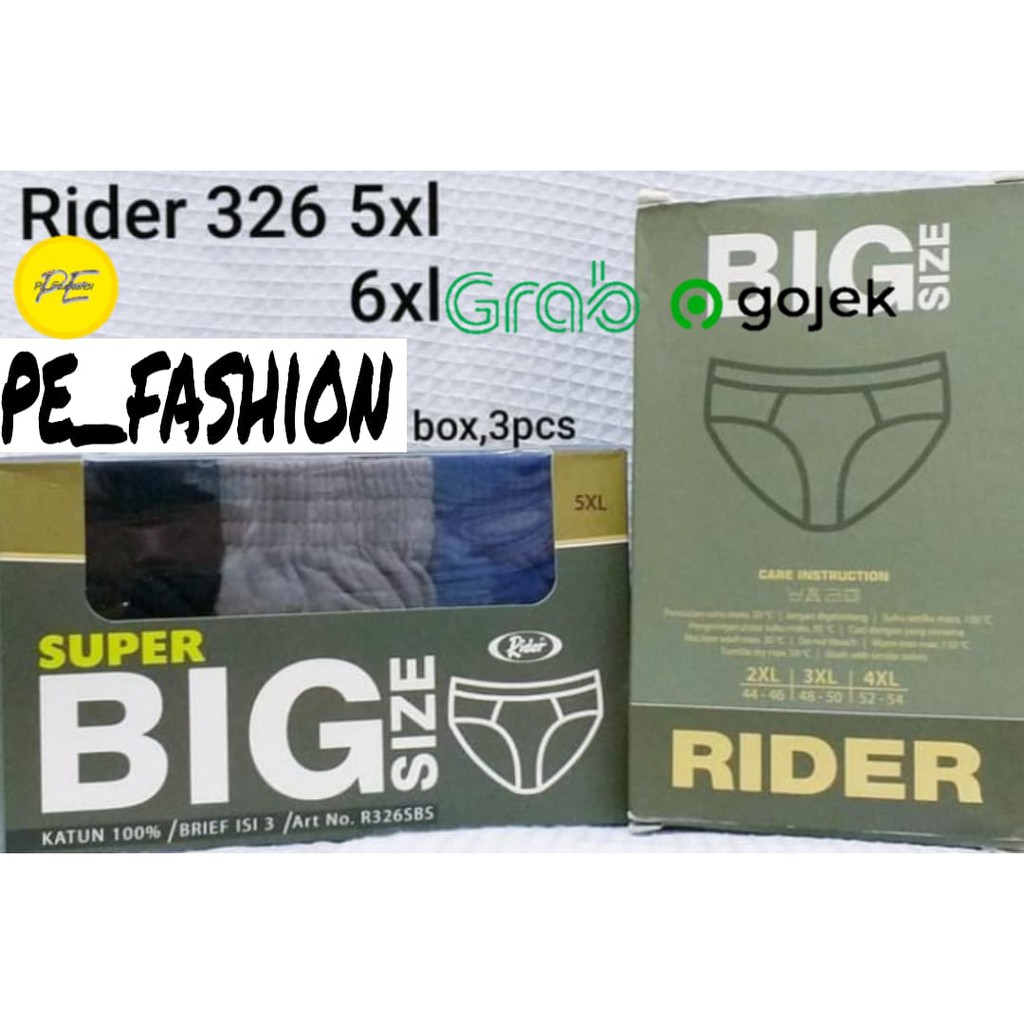ISI 3 PCS CELANA DALAM PRIA JUMBO RIDER 326 ( 2XL-3XL- 4XL- 5XL-6XL )|CD PRIA RIDER 326 CD BIG SIZE