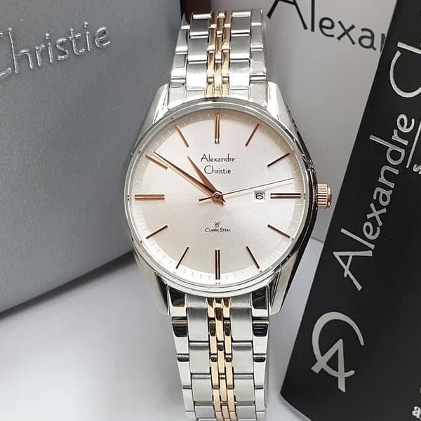 Jam Tangan Wanita Alexandre Christie AC 8588 Silver Rosegold Original unisex