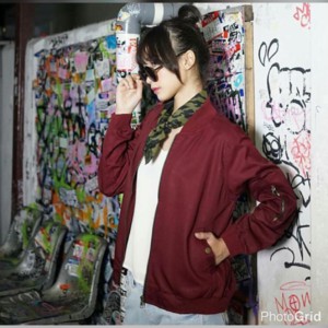 BOMBER MAROON MERAH JAKET JACKET WANITA