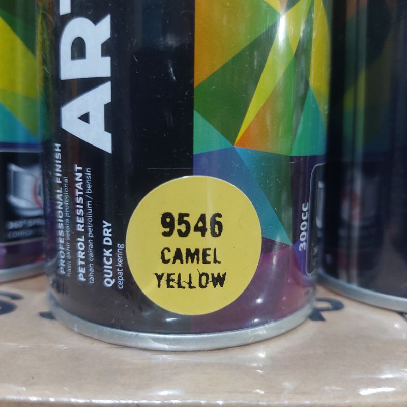 Pilok Pilok Cat Semprot MTR ARTONE Kuning Pastel Camel Yellow 9546 300cc Ukuran Besar Tahan Bensin Semprotan Bisa diputar Miring dan Lurus ( Horizontal dan Vertical)