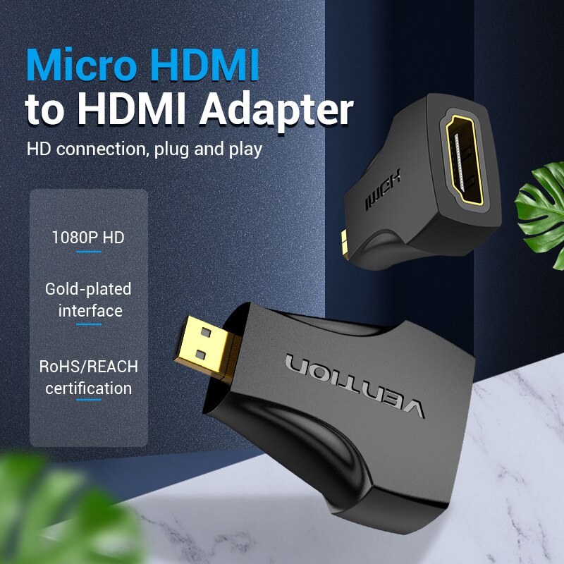 Vention 2 In 1 Adapter Konverter Micro / Mini Hdmi 1080p Male Ke Hdmi Female Untuk Ps4 / Kamera Hdtv