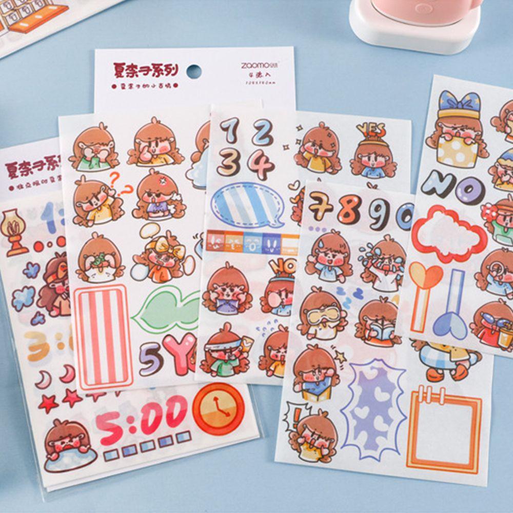 Agustina Kawaii Stiker Kawaii 4lembar Alat Tulis Sekolah Jurnal Aksesoris Scrapbooking Self Adhesive Kawaii Stationery Sticker