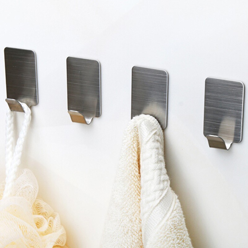 Gantungan Tempel Dinding  6 PCS Besi Pengait Holder Tempel Serbaguna Stainless Adhesive