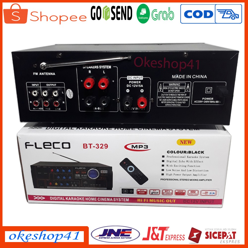 FLECO BT-329 Power Amplifier ampli Bluetooth Stereo Karaoke