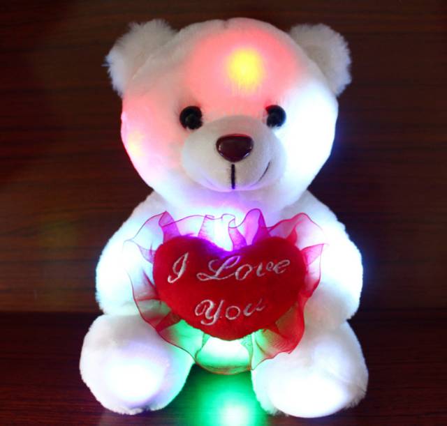 (READY LOKAL)1kg=7pcs Boneka Beruang Teddy Bear Putih Menyala LED + Bicara I Love You