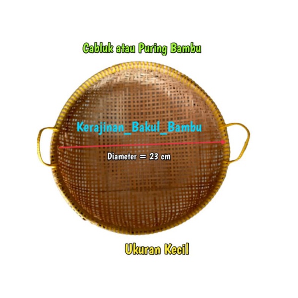 SABLUK BAMBU Ukuran KECIL diameter 23 cm atau Puring bambu/ayakan cekung/saringan bambu murah