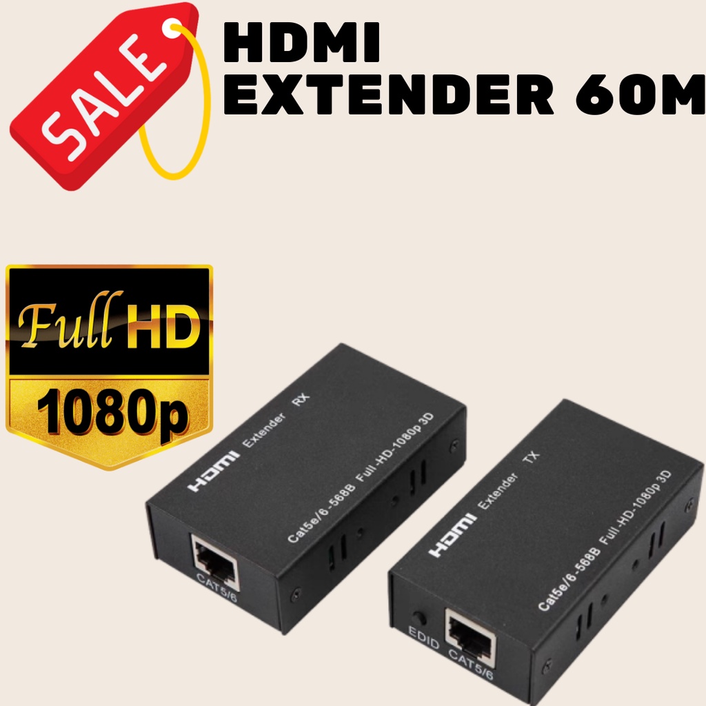 HDMI extender 60M OVER KABEL LAN / RJ45 UTP CAT5 CAT5E CAT6