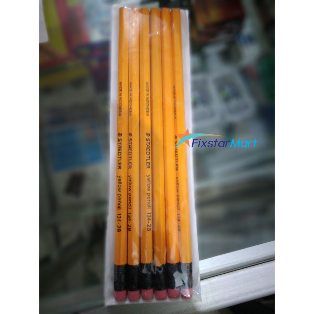 pensil staedtler yellow 2B kuning plus penghapus