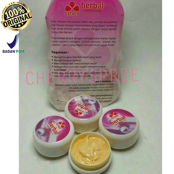 Esther Herbal Pearl Cream Original Bpom Pemutih Wajah Penghilang Flek Hitam Jerawat Original Indonesia