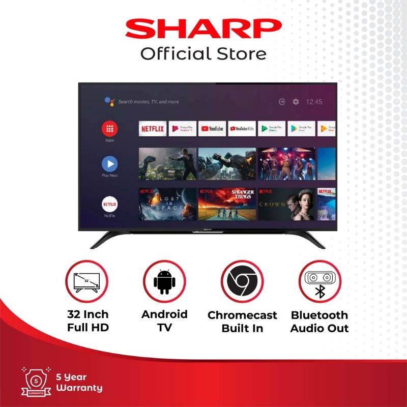 SHARP TV ANDROID 32BG1 32INCH GARANSI RESMI