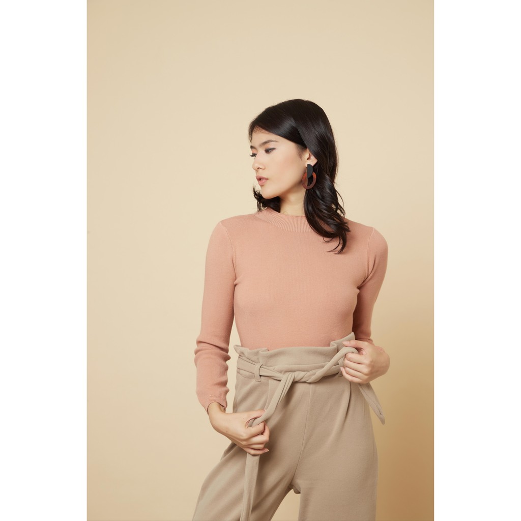 Peach Poppy Milan Top - Atasan Wanita Kaos Sweater Turtleneck Lengan Panjang