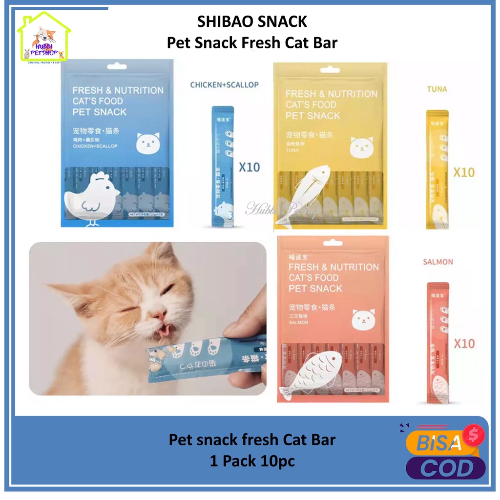 New Pet snack fresh Cat Bar - Premium Cat Treat Snack Wet Food - Snack Kucing / 10 pcs rasa Tuna Salmon dan chicken