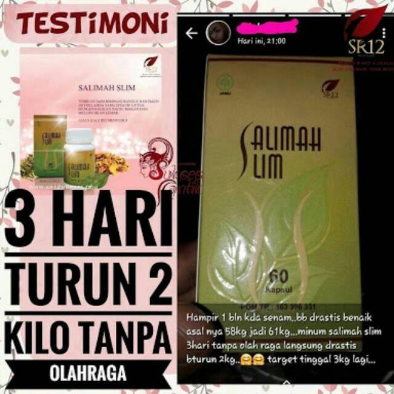 Salimah Slim SR12 - Pelangsing Herbal - Penurun Berat Badan - Pelancar BAB - Peluntur Lemah Tubuh