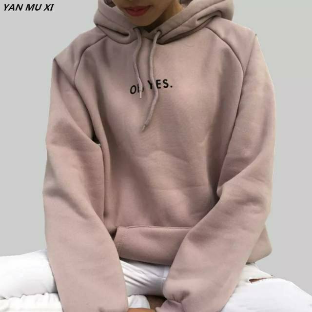 Parisdivarious Sweater Hoodie Jemper Oh Yes Bahan Fleece Size S - XXL (Pria &amp; Wanita)