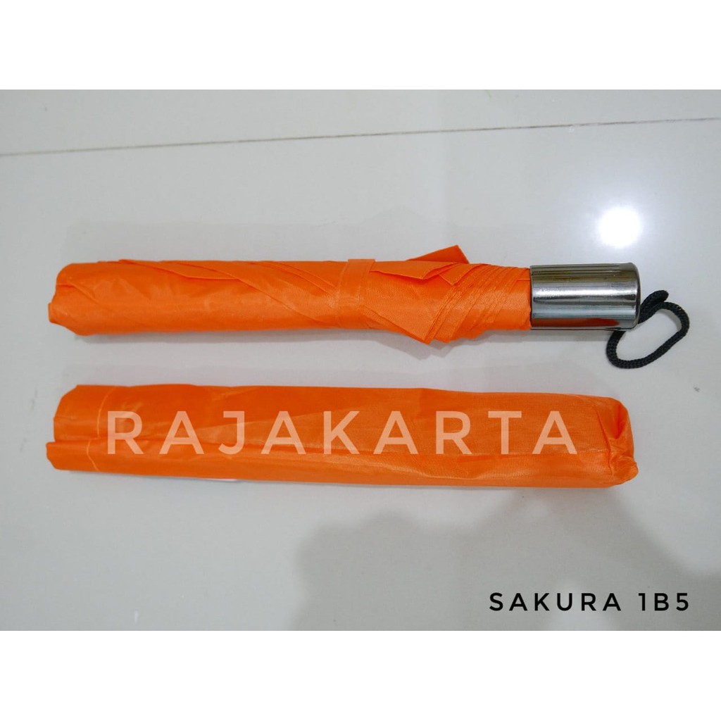 PAYUNG LIPAT 2 ORANGE TULANG HITAM MERK SAKURA 1B5