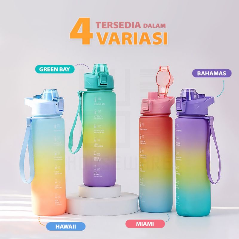 FM - Botol Minum Viral Warna Gradasi Kapasitas 1 Liter / Botol Minum Warna / Botol Minum Anak