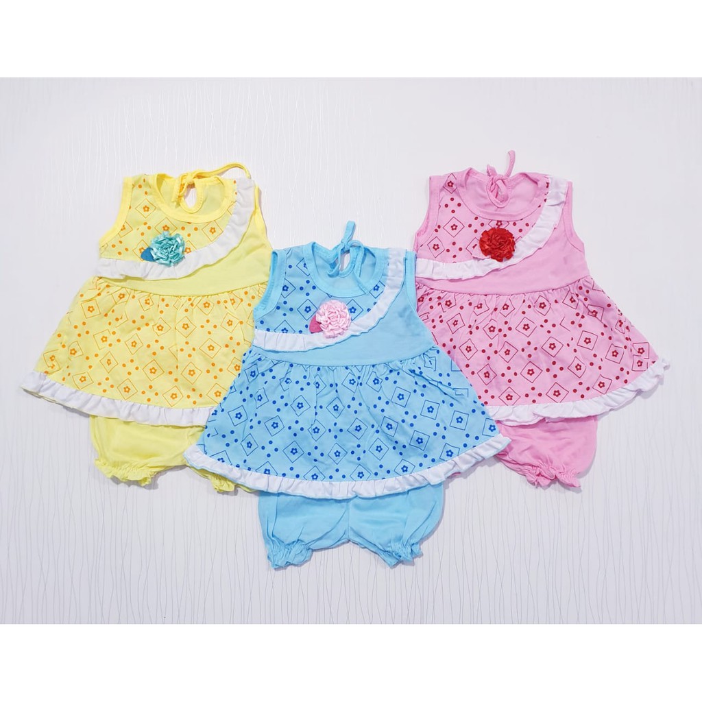 setelan dress anak perempuan usia 0-12 bulan