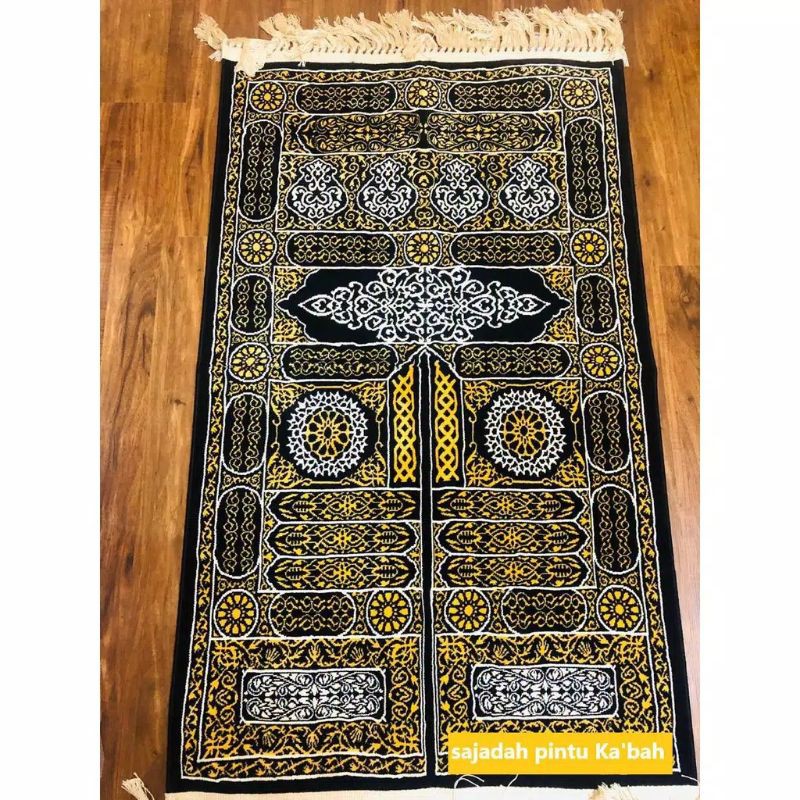 Sajadah Premium Kiswah Motif Babul Ka'bah, Hajar Aswad, dan Kiswah Ka'bah ORI Mesir