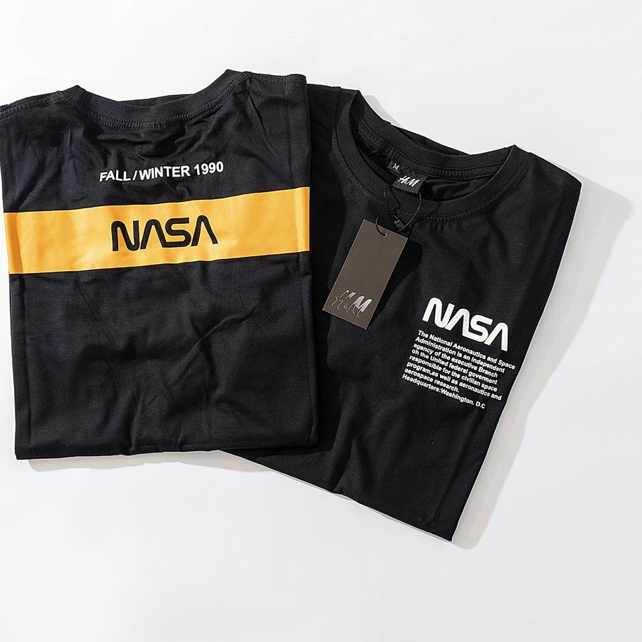 ➥ KAOS NASA HERON PRESTON H&M - FULL TAG LOGO MIRROR ORIGINAL | KAOS NASA OVERSIZE ✤