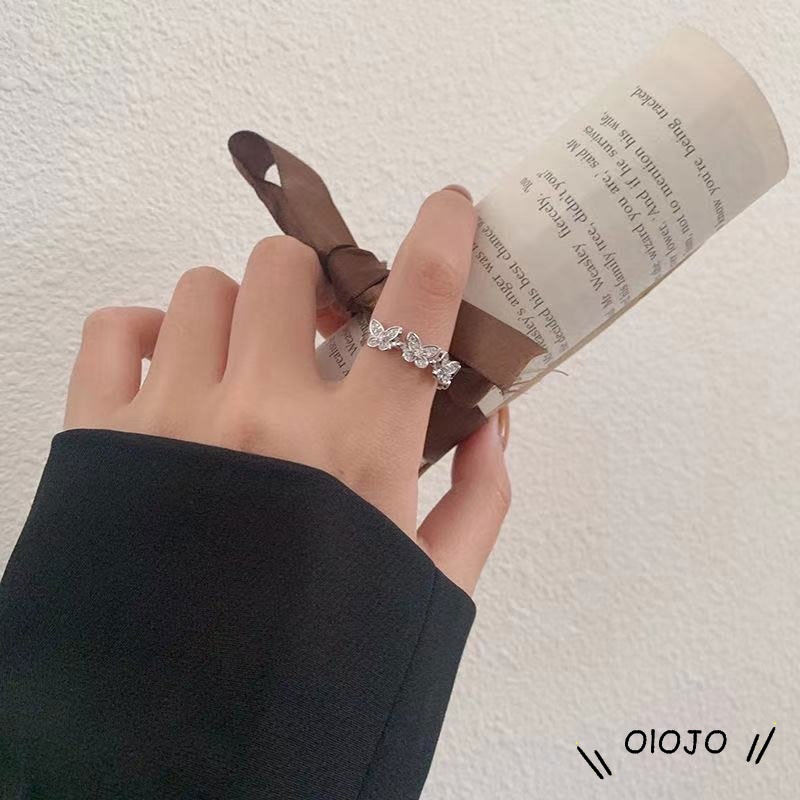 【COD】Cincin Model Terbuka Desain Kupu-Kupu Aksen Berlian Gaya Korea