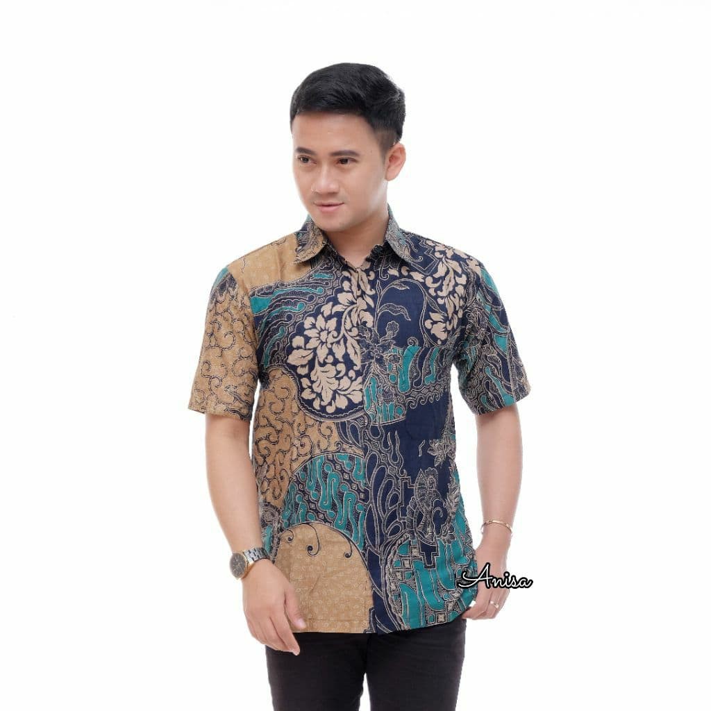 Kemeja Batik Pria Lengan Pendek Motiv Terbaru Seragam Guru Bahan Katun Adem Di Pakai Serap keringat
