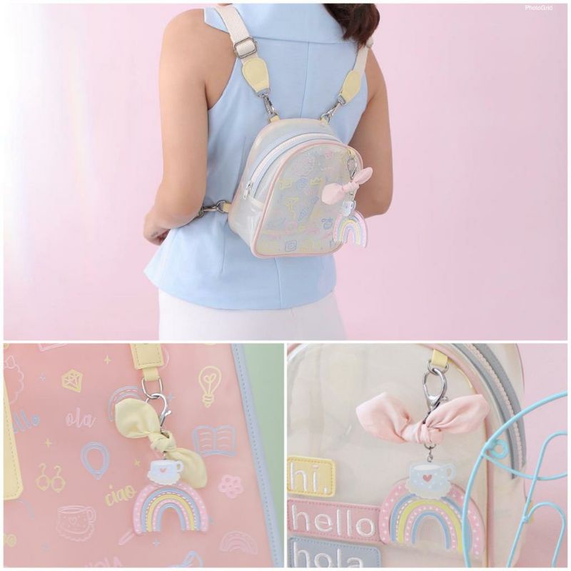 Fairynn Cotton Candy Collection -  GANTUNGAN KUNCI Rainbow Pink Yellow Les Bonbons, Charm PVC Pelang