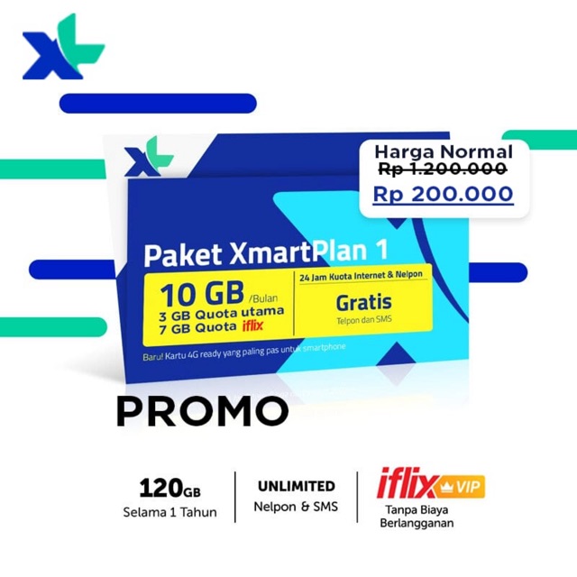 Xmartplan Xl 1 Tahun Kuota Paket Data 120 Gb 10 Gb Bulan Gratis Nomer Cantik Shopee Indonesia