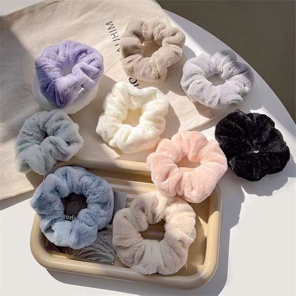 BRGUNIK Ikat Rambut Korea Scrunchie Korean Style Kunciran Rambut Korea Ikat Rambut Anak Aesthetic Scrunchie Rabbit Hair Bulu Halus Hair Band R691 692 693