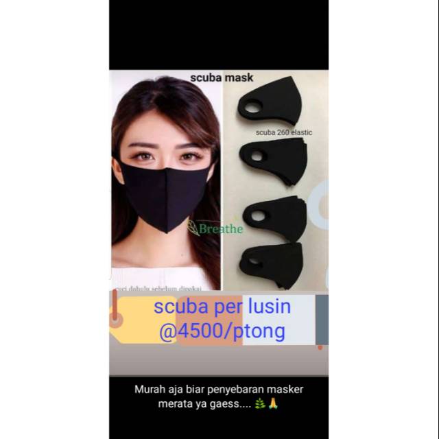 Scuba masker / Masker Scuba / Masker kain Lusinan murah / Masker Non Medis Scuba