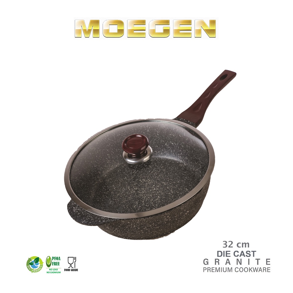 MOEGEN Wok Pan 32 cm moegen wok pan granite series anti lengket original