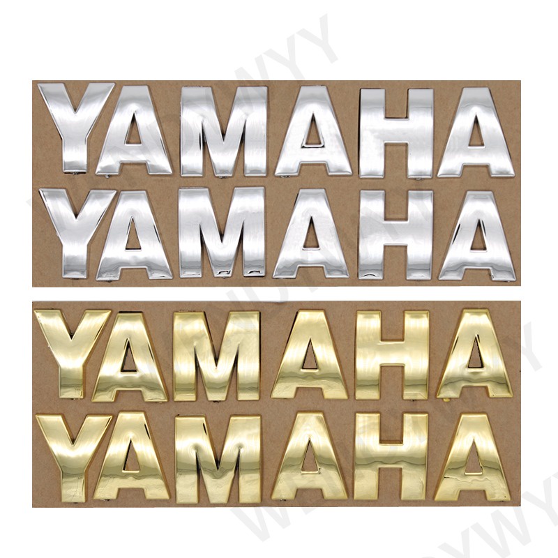 1 Pasang Stiker Emblem Logo YAMAHA 3D Warna Silver / Gold Ukuran 17.5x3.2cm Untuk Motor