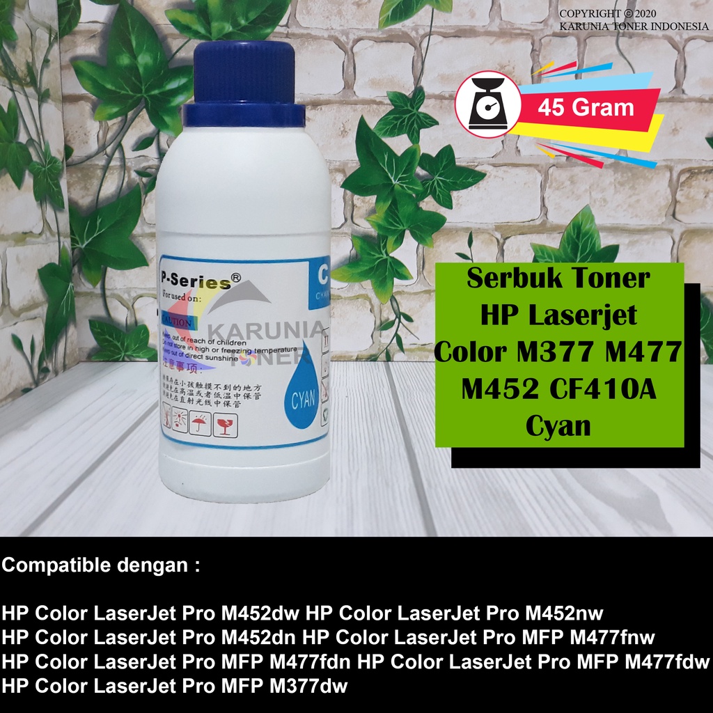 Serbuk Toner Printer HP Laserjet Color M377 M477 M452 CF411A CF413A CF412A CF410A 45 Gram