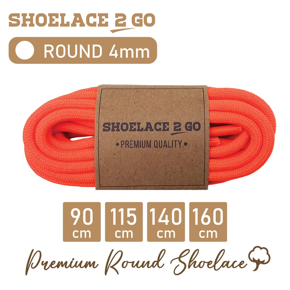 SHOELACE 2 GO PREMIUM TALI SEPATU BULAT ROUND - SR4 - I1 - ORANGE - 4MM