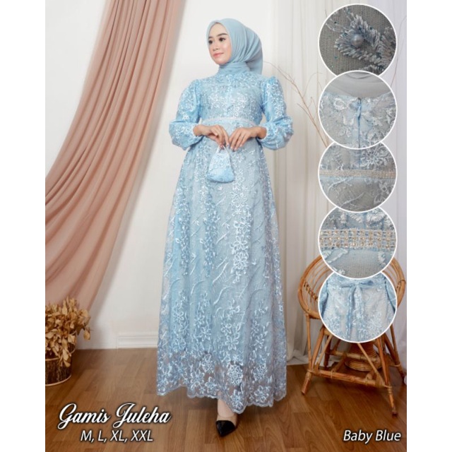 Gamis Juleha Brokat / Gamis Pesta / Gamis / Gamis Kondangan / Gamis Tile / Gamis Pesta Modern / Gamis Wisuda / Gamis Tile Terbaru