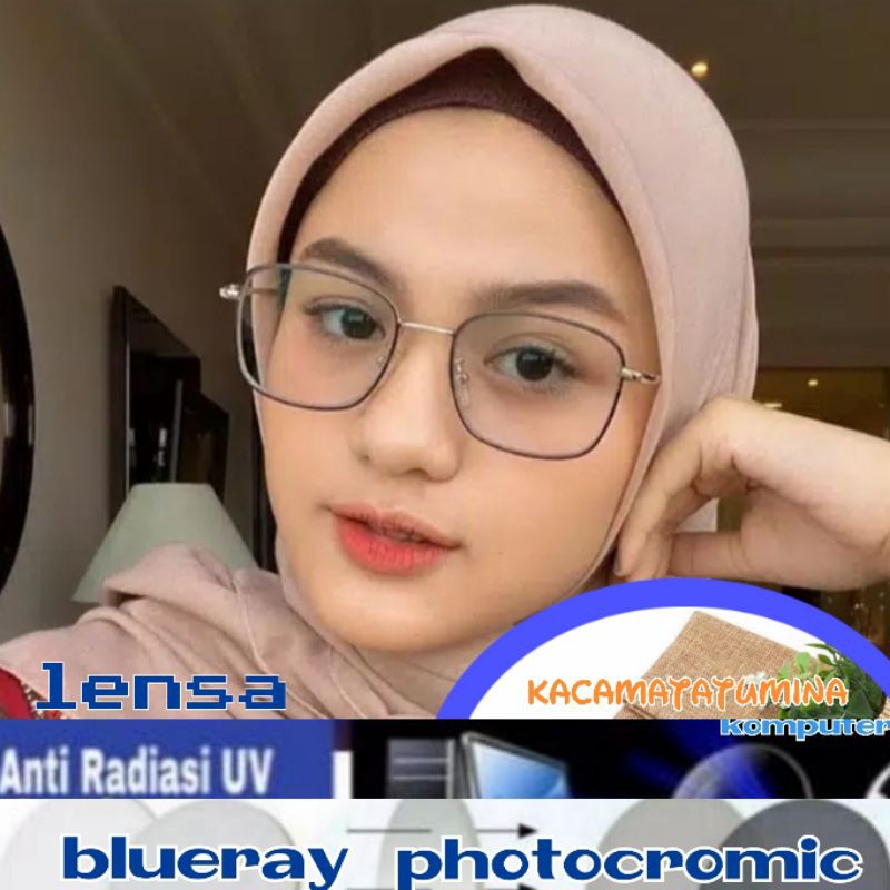 kacamata minus. lensa blueray photocromic. lensa blueray antiradiasi