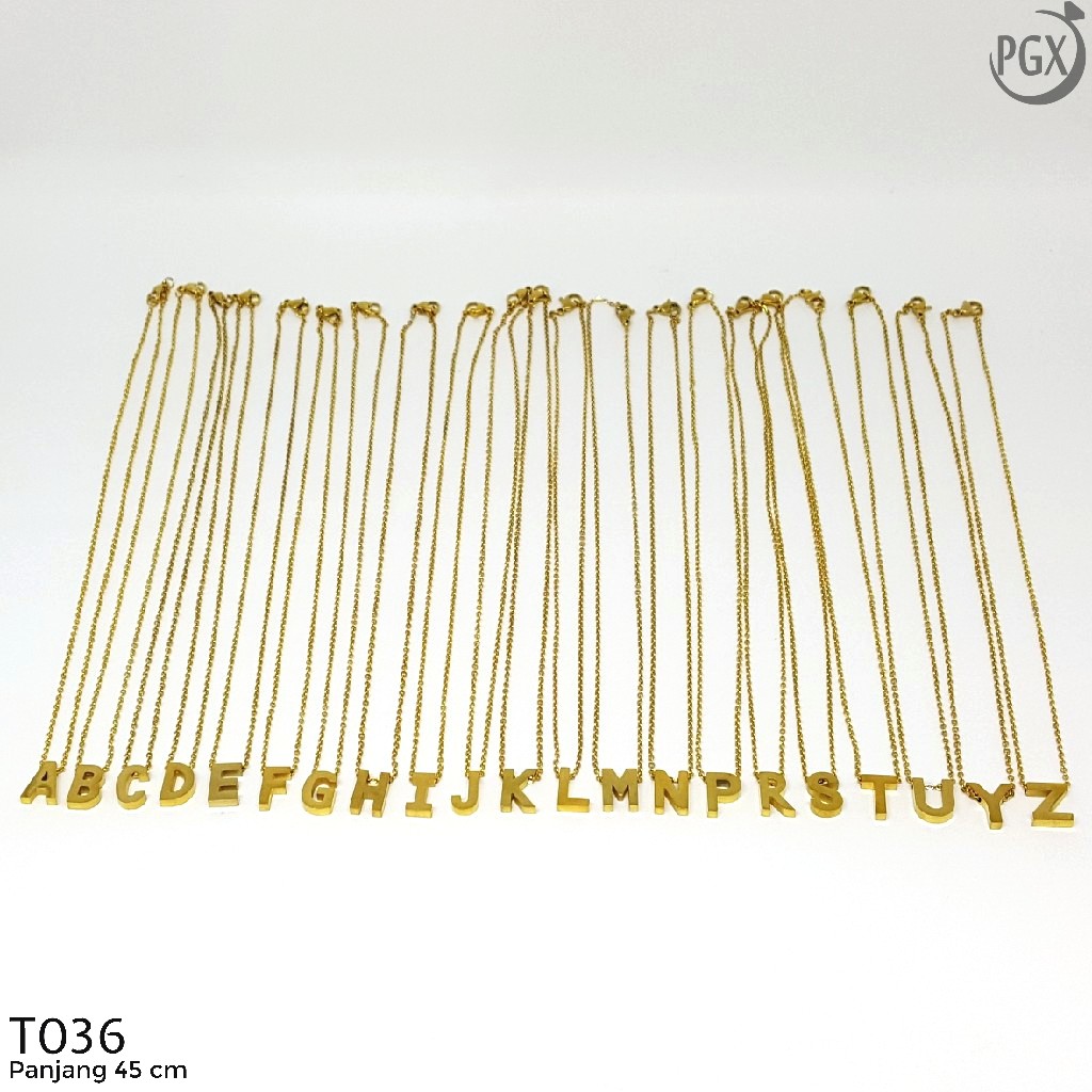 PGX Kalung Titanium Nagita Huruf Inisial Nama Alfabet Anti Karat Aksesoris Fashion - T036