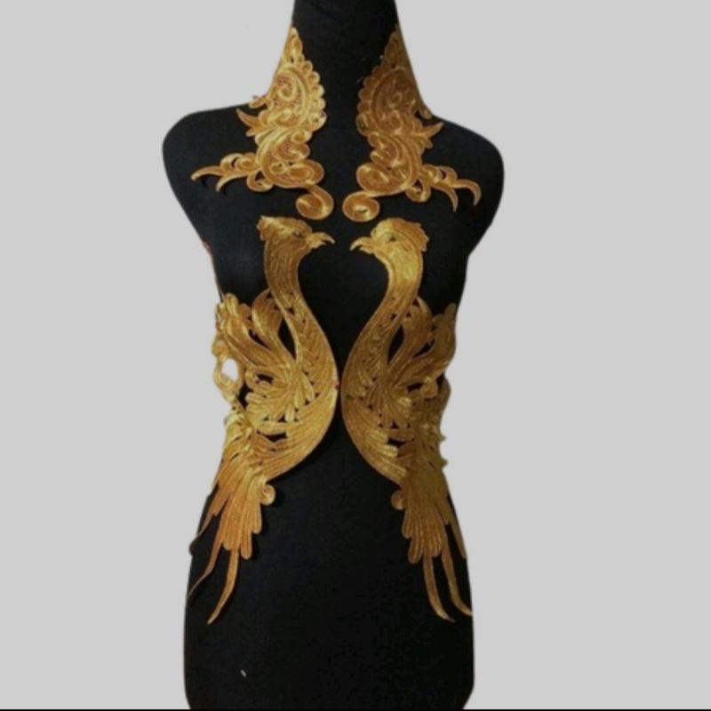 Renda Bordir Kostum Tari Motif Burung Merak