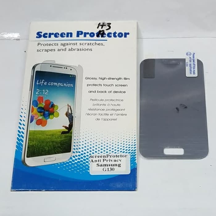 SAMSUNG G130 / YOUNG 2 Antigores hitam spy privacy dan tempered gorila glass kaca bening bukan kaca