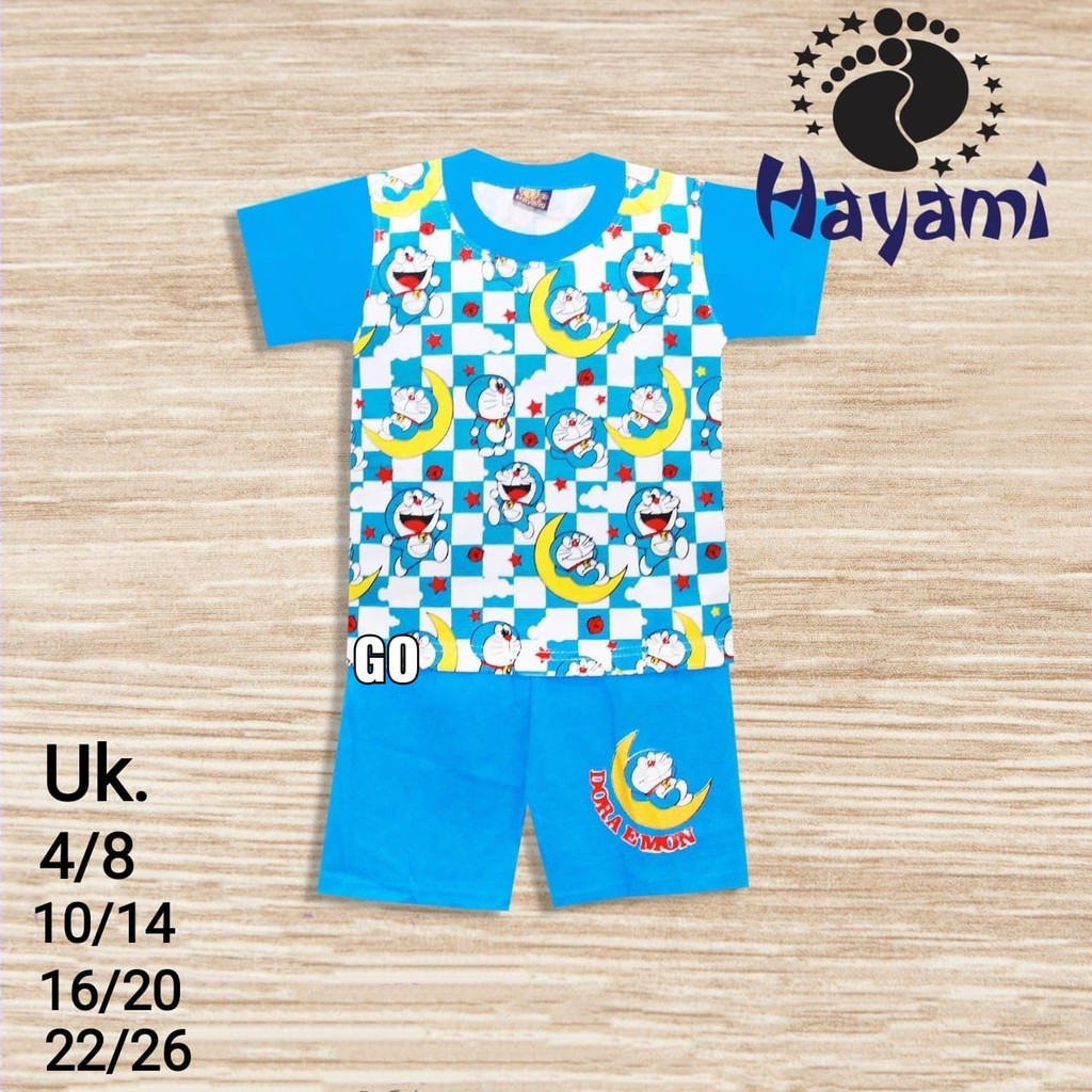 gos HAYAMI SETELAN ANAK DORAEMON Lucu Baju Setelan Anak Lengan Pendek