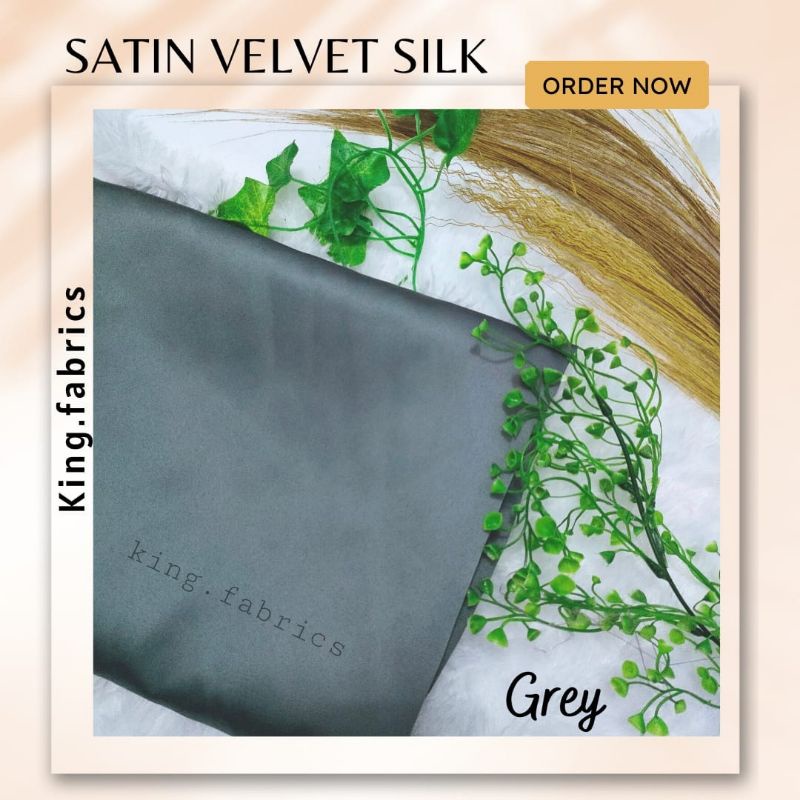 Jual Paket Kain Seragam Bridesmaid Satin Velvet Silk Sage Grey Satin